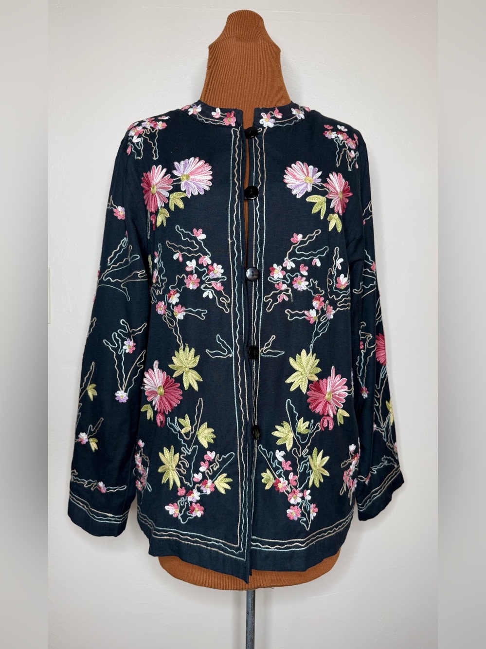 Vintage Bedford Fair Lifestyle Floral Embroidered Jacket Size Medium